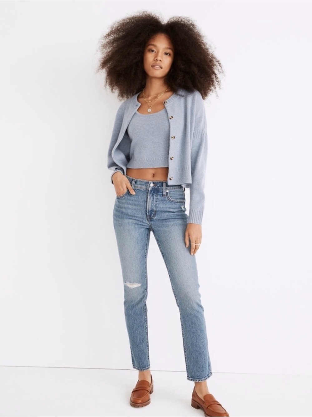 NEW $128 Madewell The Mid-Rise Perfect Vintage Jean Ainsdale Wash 27P Knee Rip